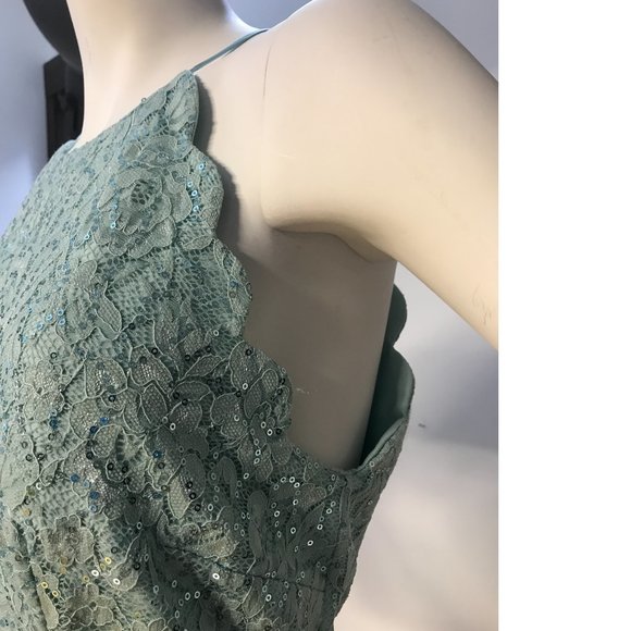 Le Chateau lace sequin tulle mesh sparkly dress mint green seafoam blue prom NWT - Picture 6 of 7